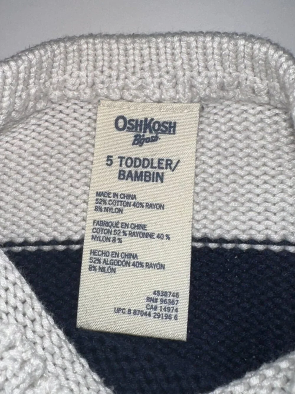 Vintage OshKosh B’gosh Cardigan Sweater Navy & White STAR Kids Size 5T 5